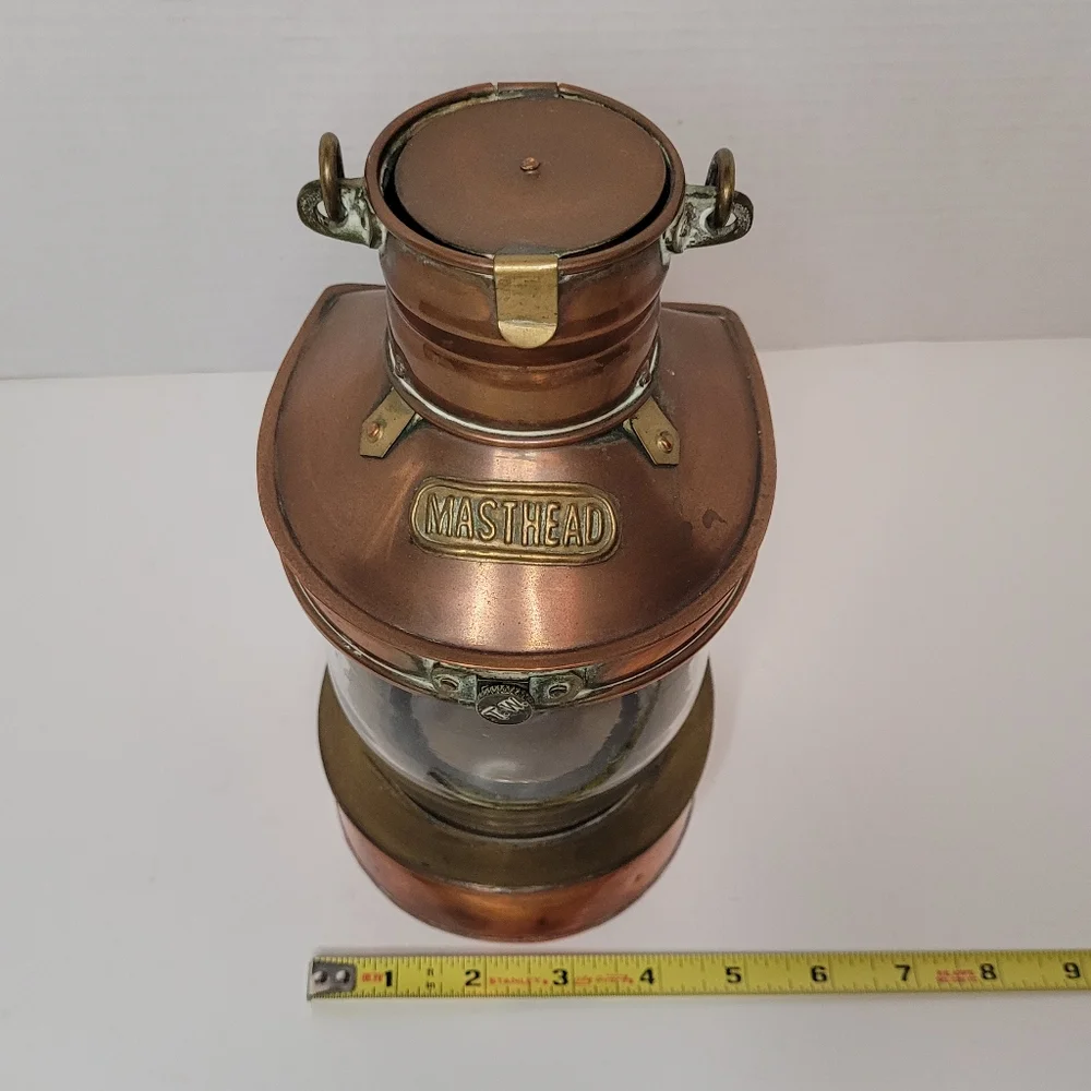 Copper Brass Tung Woo Masthead Nautical Oil Lantern Reflector Bubble Glass Lamp